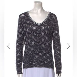 NWT Maje navy/metallic silver vneck sweater